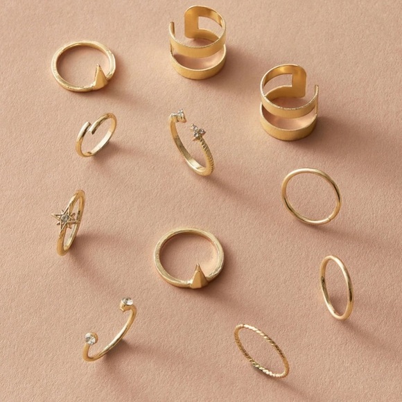 💕3/$30 11pc Sunburst Gold Midi Rings - Picture 2 of 3